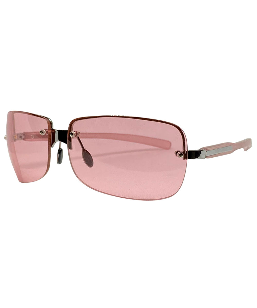 Pink sales rimless sunglasses