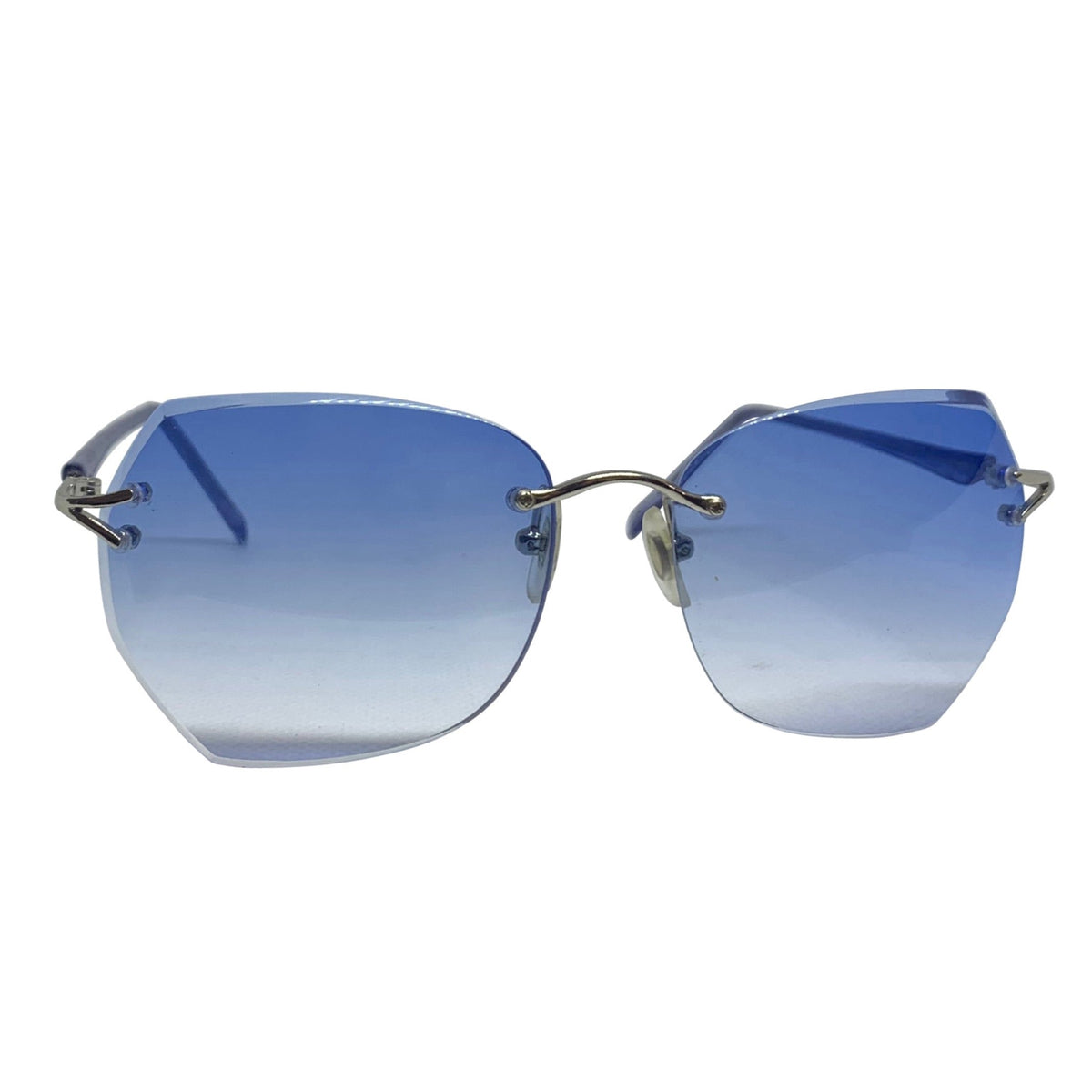 Bellybop Blue 90s Rimless Sunnies Giant Vintage Sunglasses 