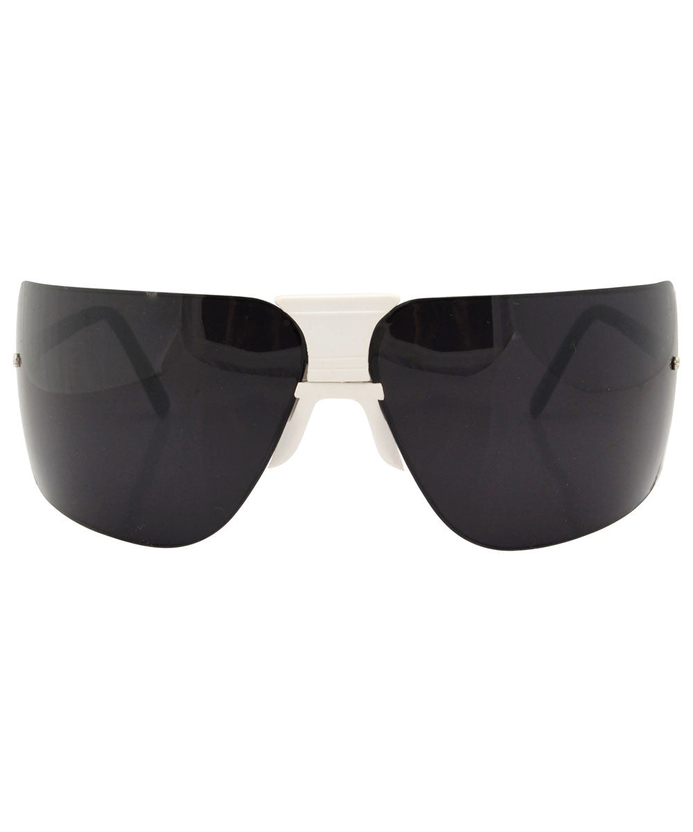Shop LA WOMAN white/black vintage shield sunglasses for women