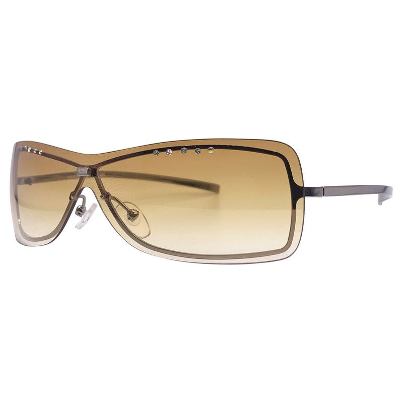 CARAMEL FRAPPE Y2K Rimless Sunglasses-Giant Vintage Eyewear