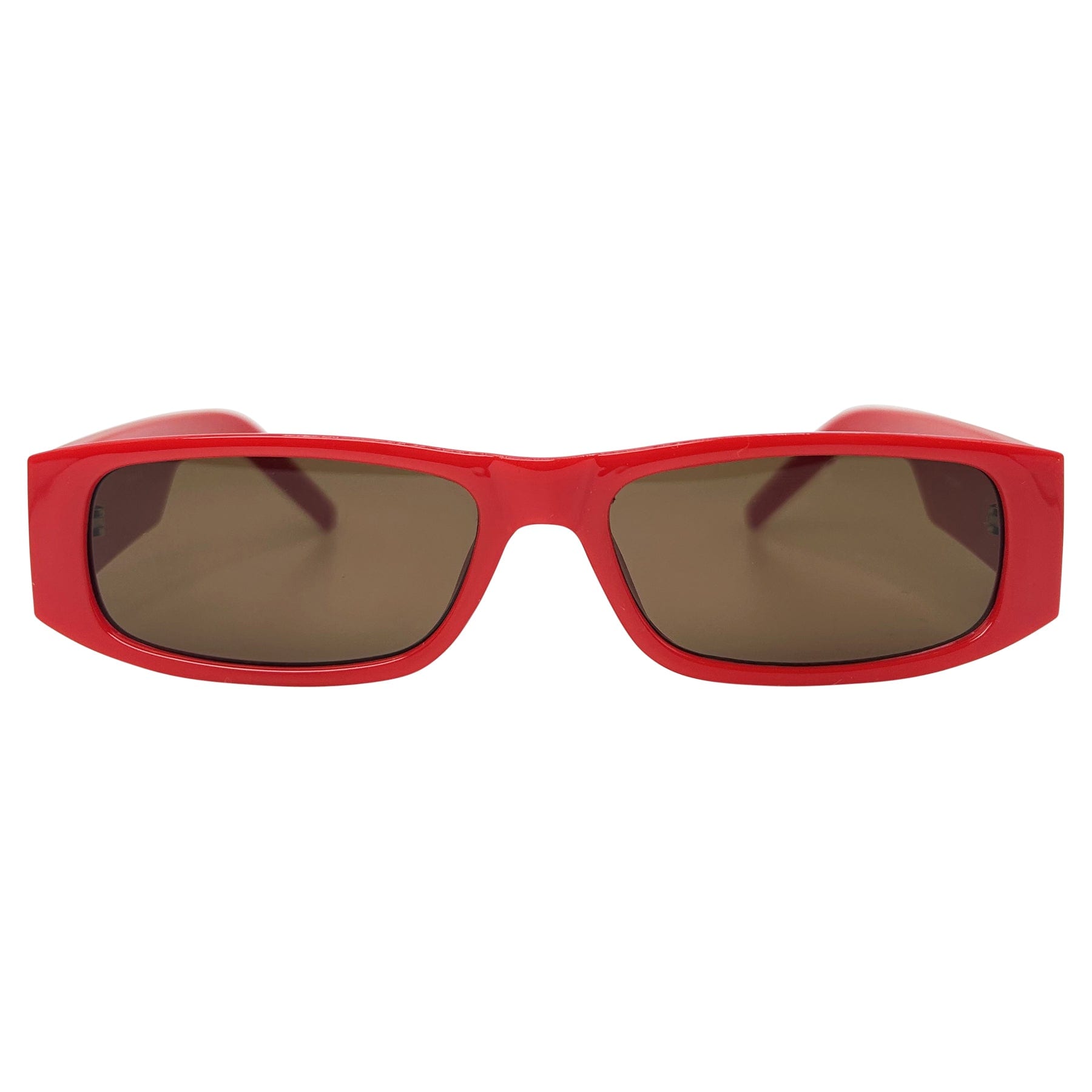 vintage red sunglasses with a brown lens