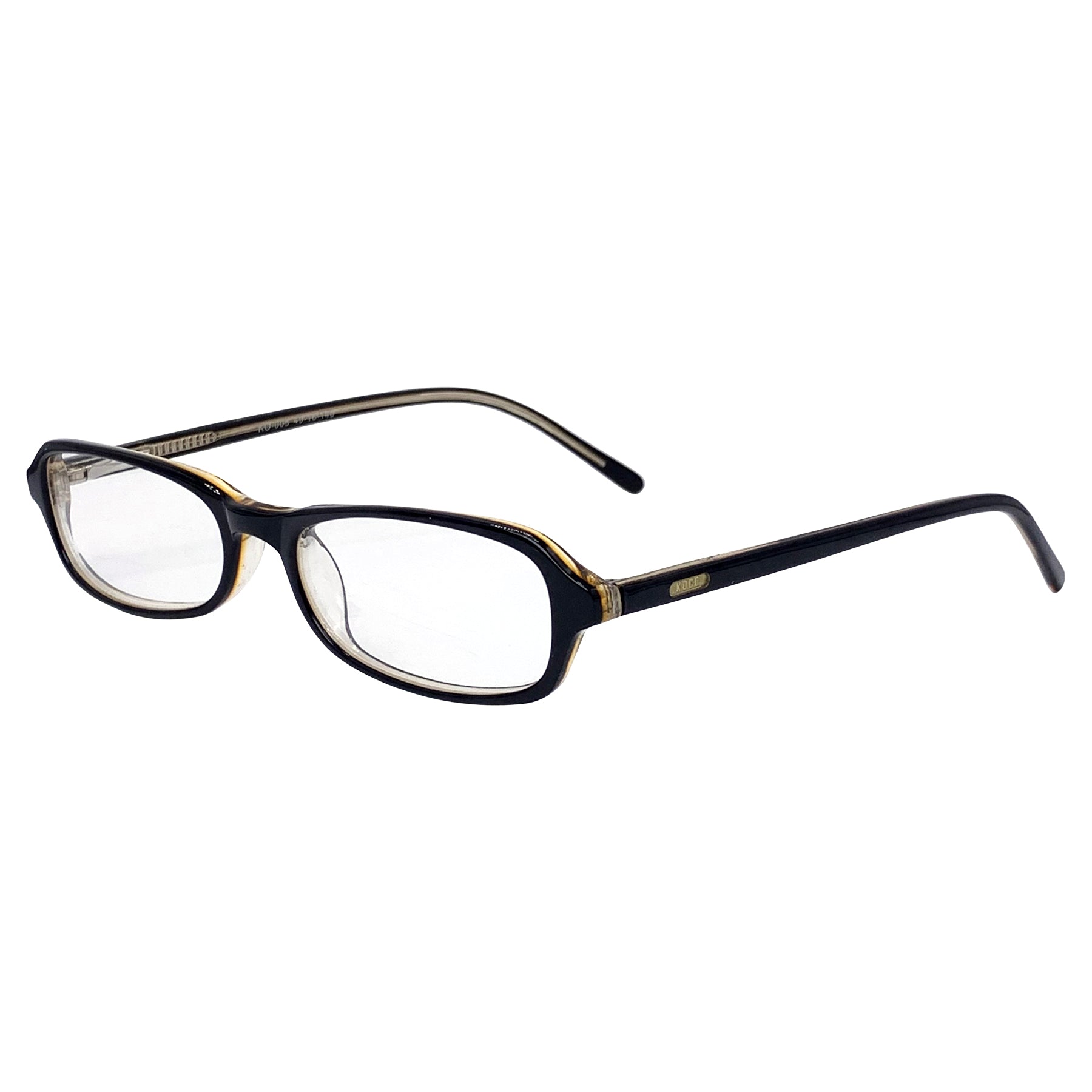 BOYSENBERRY Clear Bayonetta-Style GlassesBlack Tan-Giant Vintage Eyewear