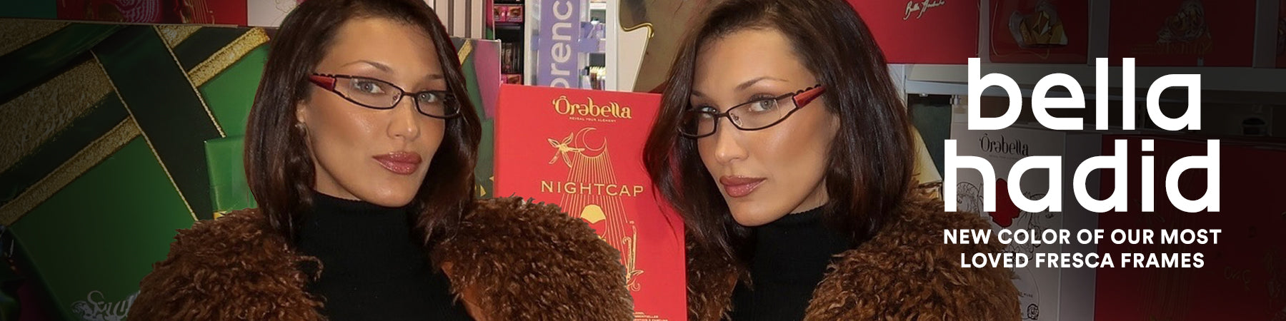 Bella Hadid in a new color of Giant Vintage FRESCA bayonetta style glasses!