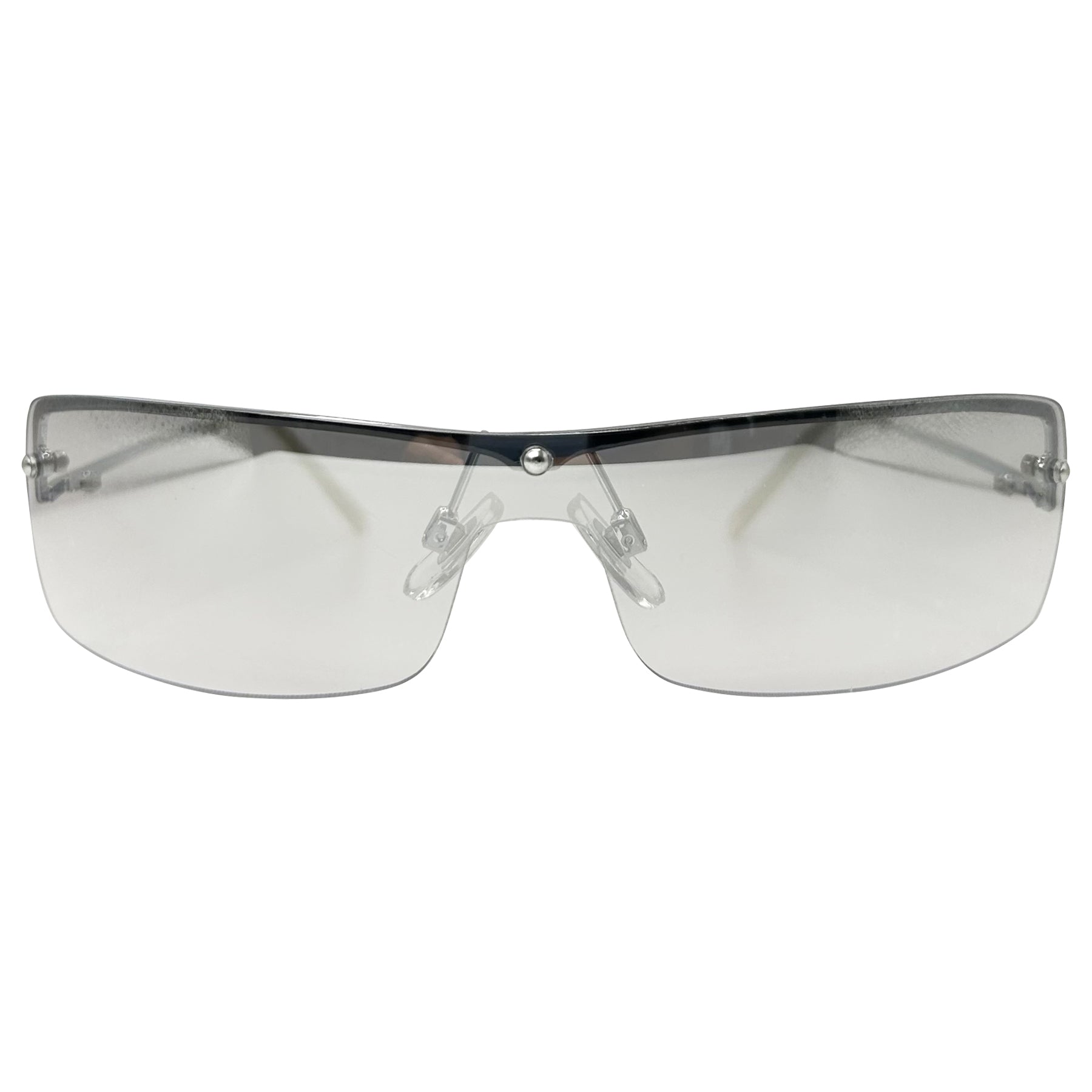 retro sunglasses with a small shield flash lens and metal frame