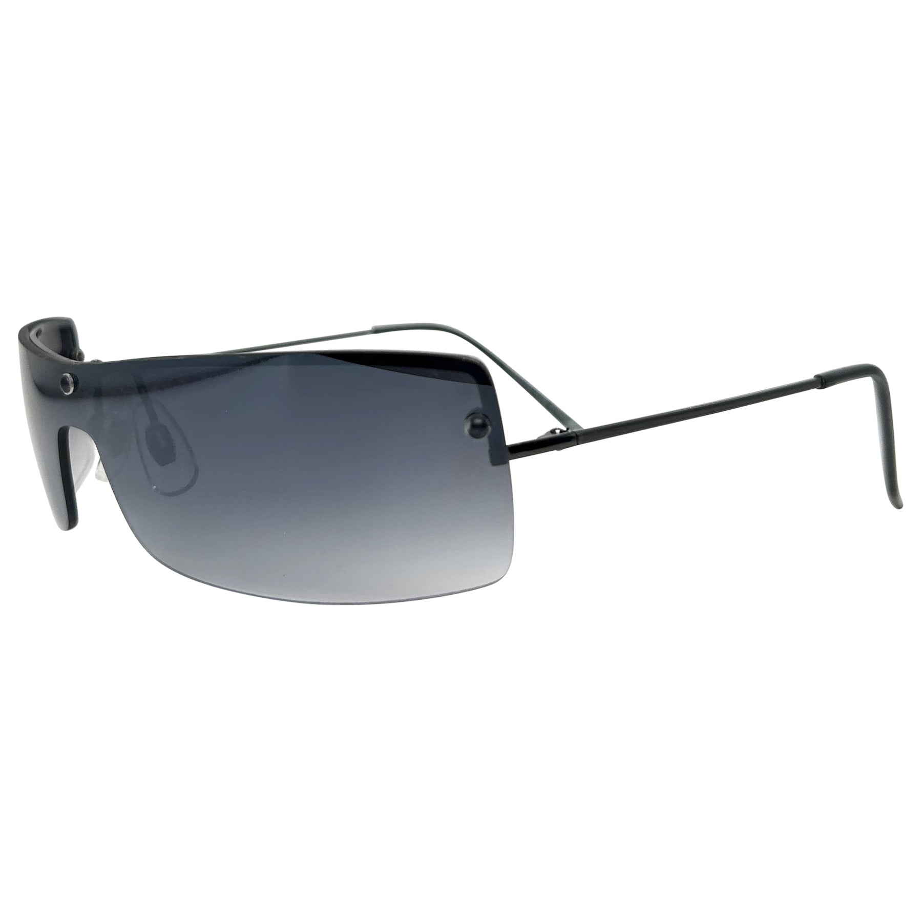 2000s sunglasses with a smoke lens and metal frame 