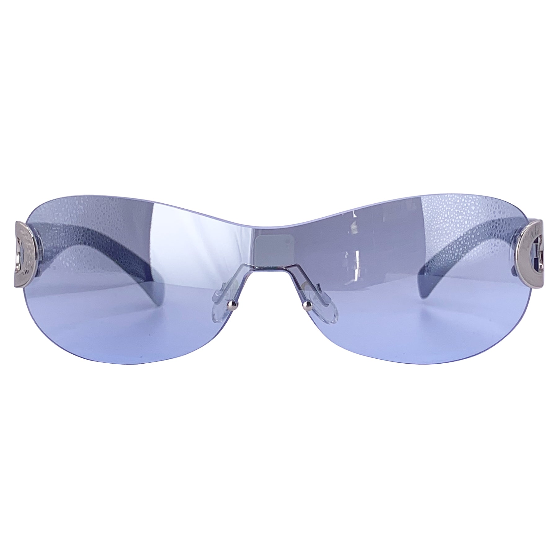 ICE CAP Y2K Rimless Shield SunglassesBlue-Giant Vintage Eyewear