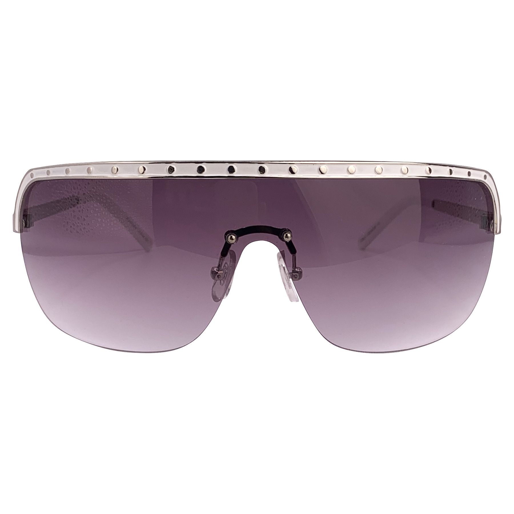 OUT OF CONTROL Studded Shield SunglassesWhite-Giant Vintage Eyewear