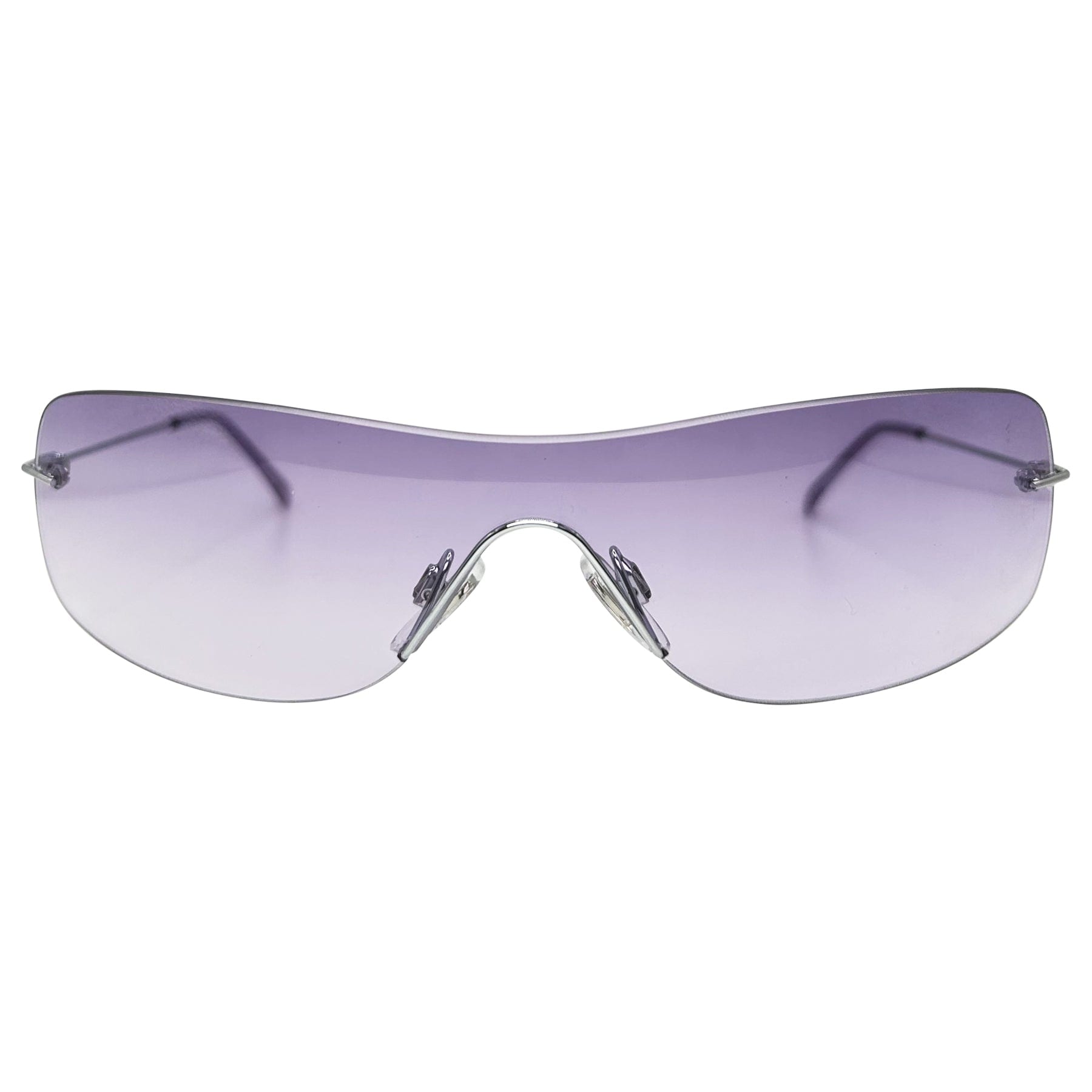 shield sunglasses with a rimless y2k frame