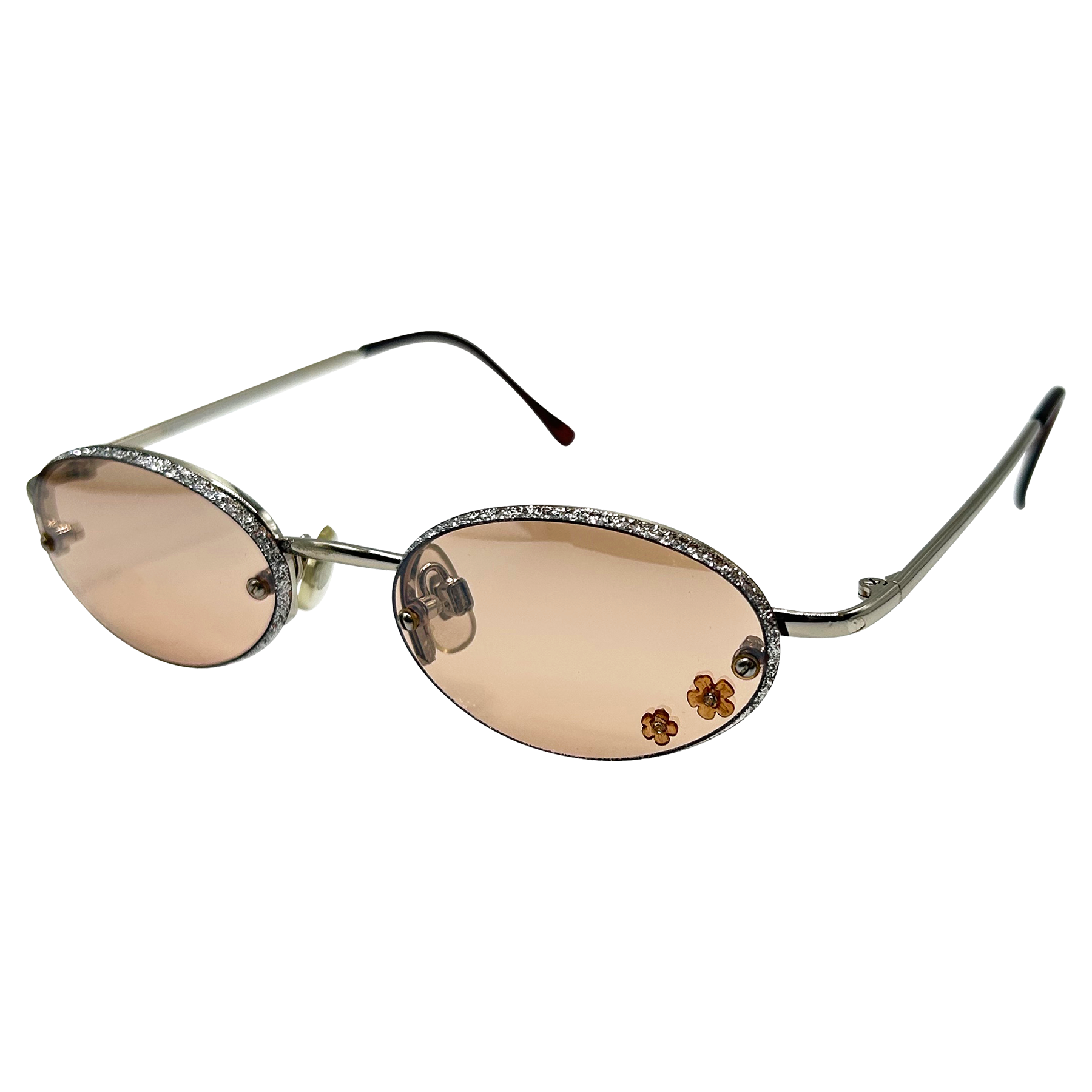 LOOPS Micro Round Sparkly Rim Sunglasses-Giant Vintage Eyewear