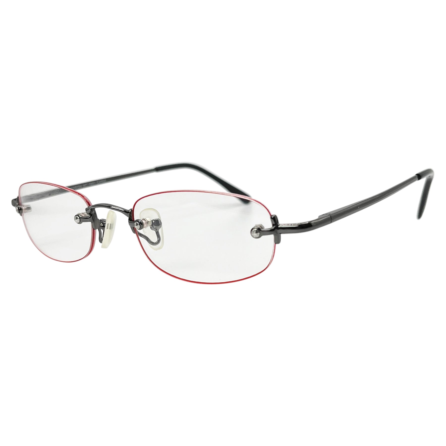 PASTOR Small 90s Clear GlassesGunmetal Red-Giant Vintage Eyewear