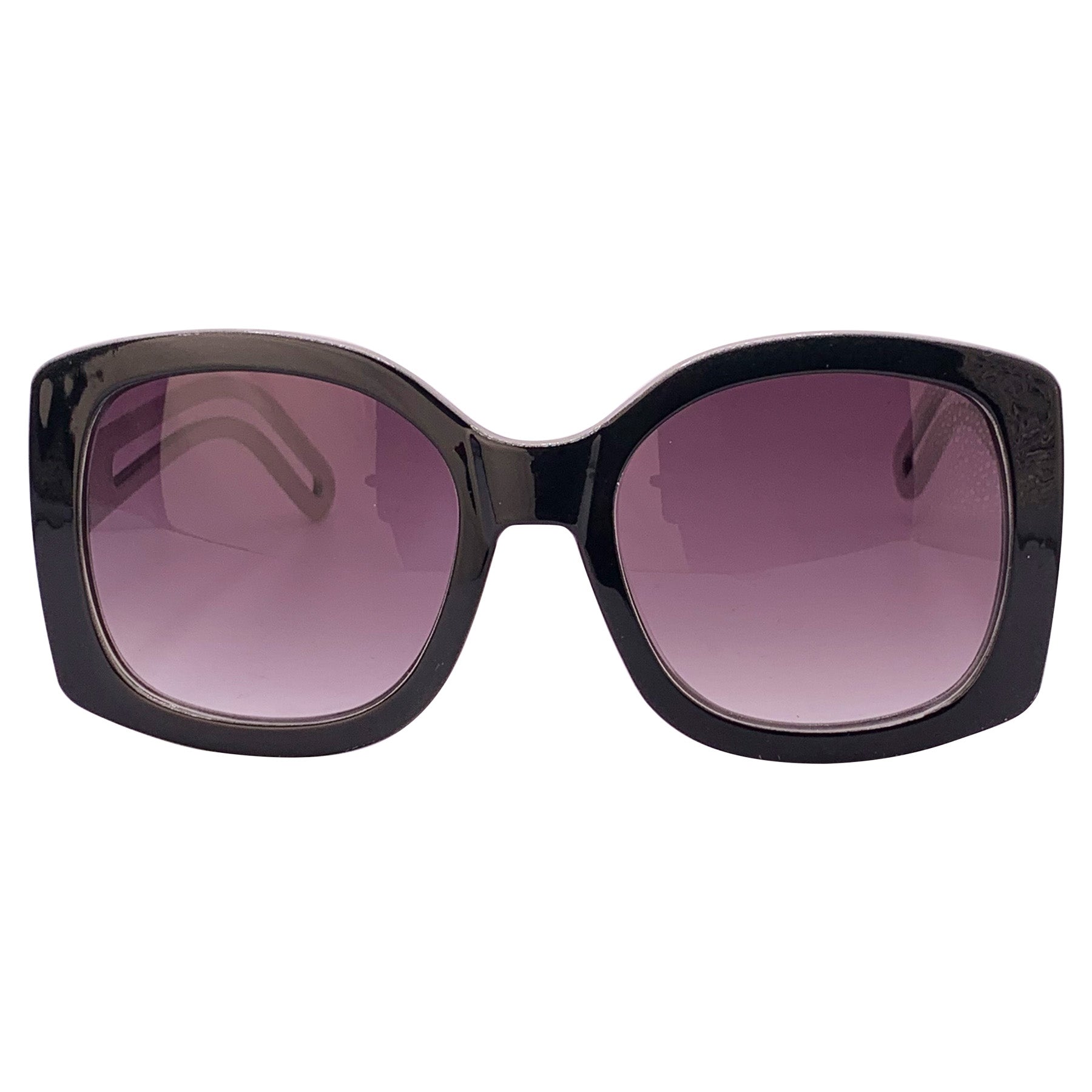 Oversized square boho sunglasses with a black outer frame, smoke lenses, and a grey inner frame, offering a stylish and trendy look for sunny days. Perfect for a chic, laid-back fashion statement.