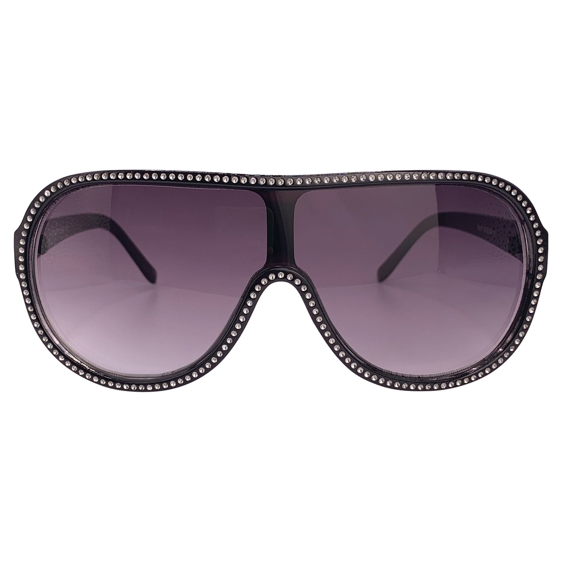 BLEACH BLONDE Studded Shield SunglassesBlack-Giant Vintage Eyewear