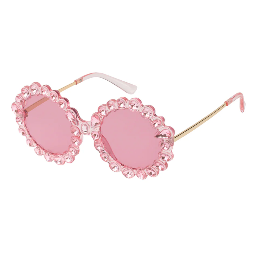 RICHNESS Bedazzled Round SunglassesPink-Giant Vintage Eyewear