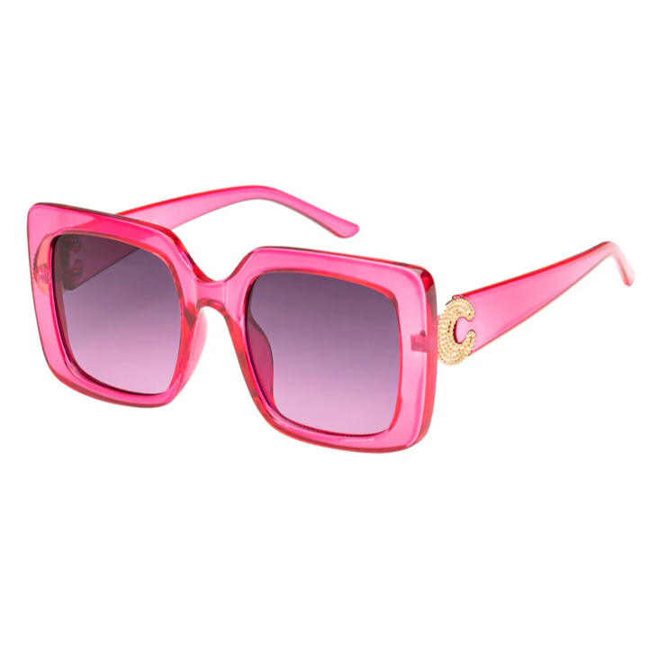 SOPHISTICATION Boho Square SunglassesCrystal Pink-Giant Vintage Eyewear