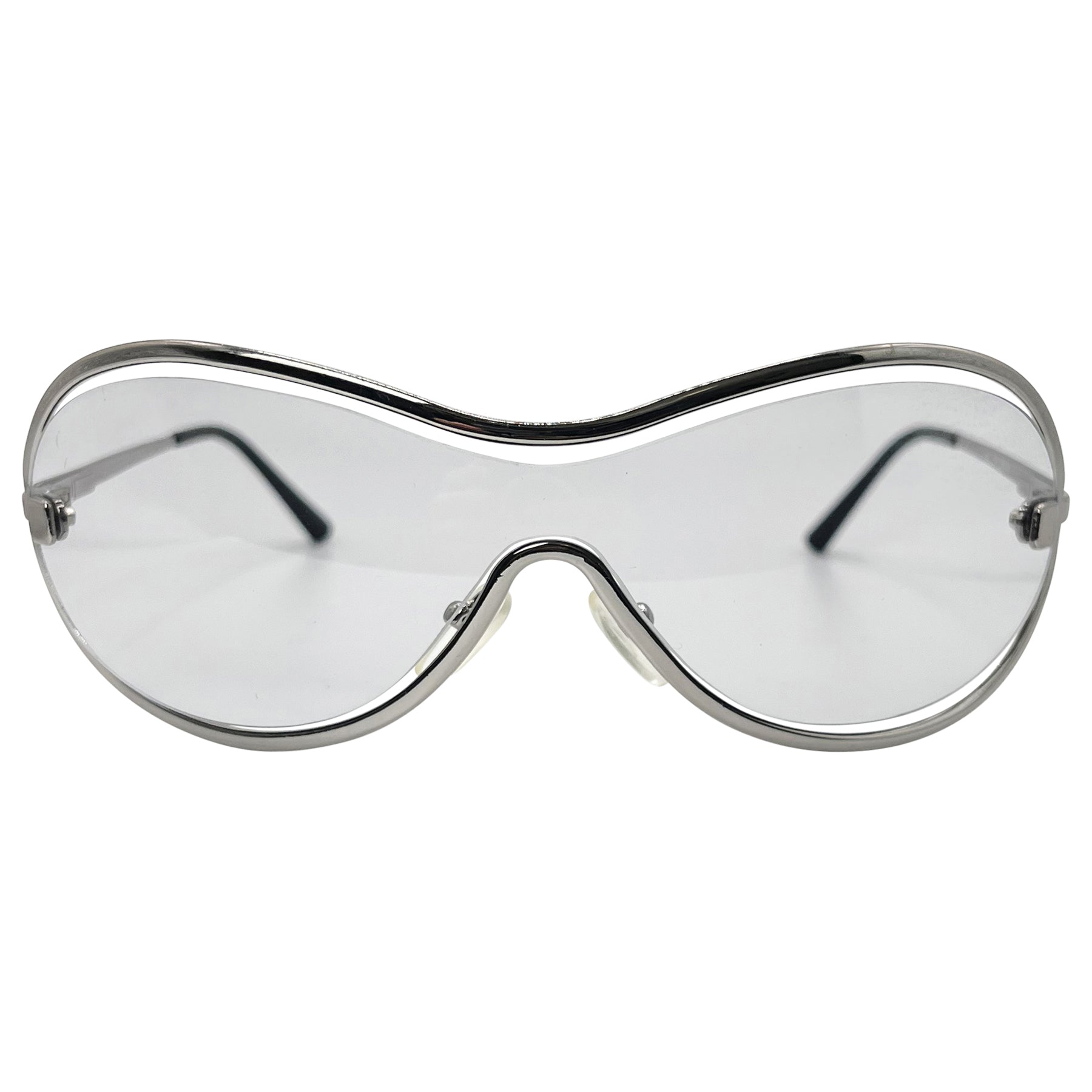 VIDEO VIXEN Shield SunglassesSilver/Grey Flash-Giant Vintage Eyewear