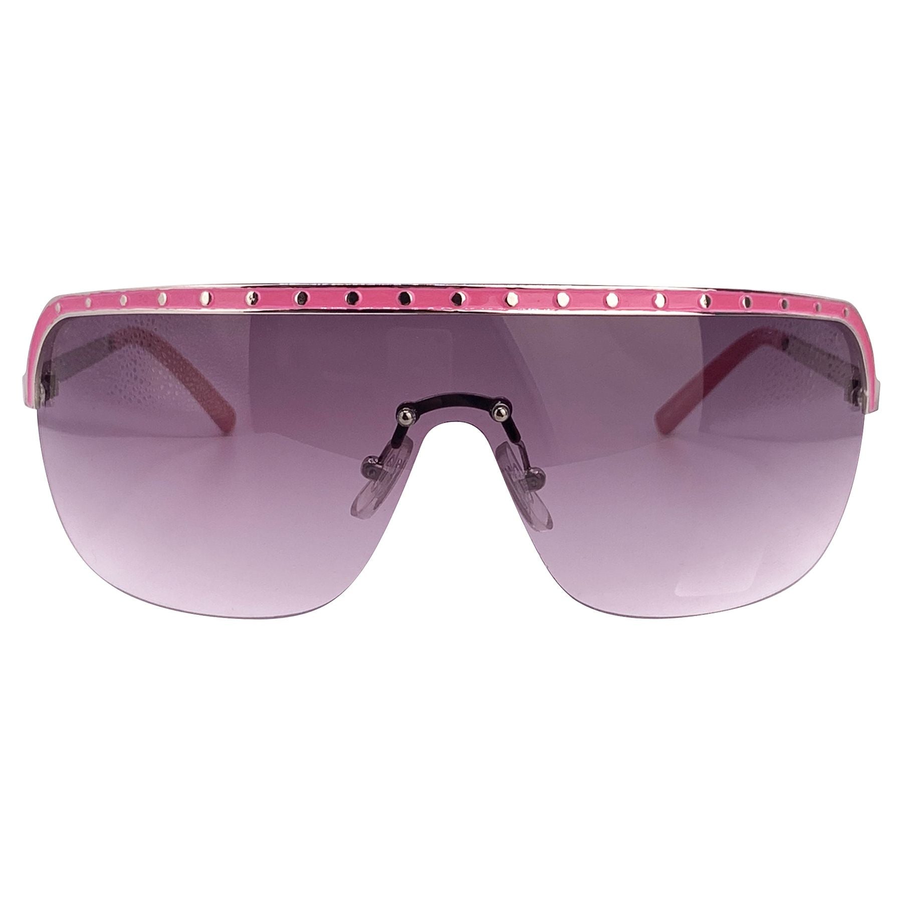 OUT OF CONTROL Studded Shield SunglassesPink-Giant Vintage Eyewear