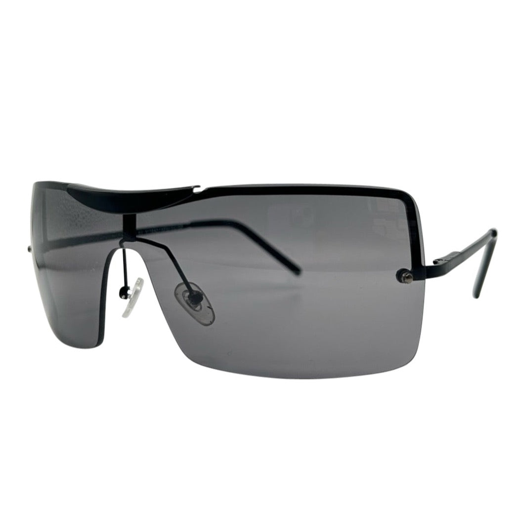 BOSS BABY Rimless Shield SunglassesMatte Black/Super Dark-Giant Vintage Eyewear